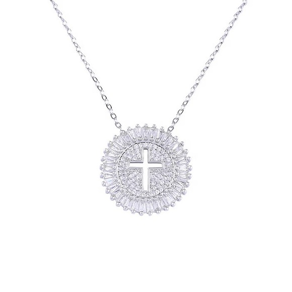 New Unisex 925 Silver Round cut Diamond Necklace - Picture 3 of 3